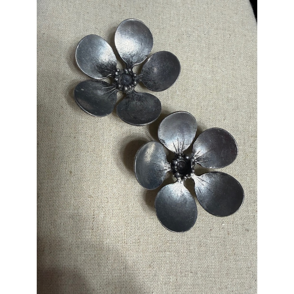 Metzke Flower Spikes Silver Pewter Excellent Vintage Dogwood Floral Set of 2 OS